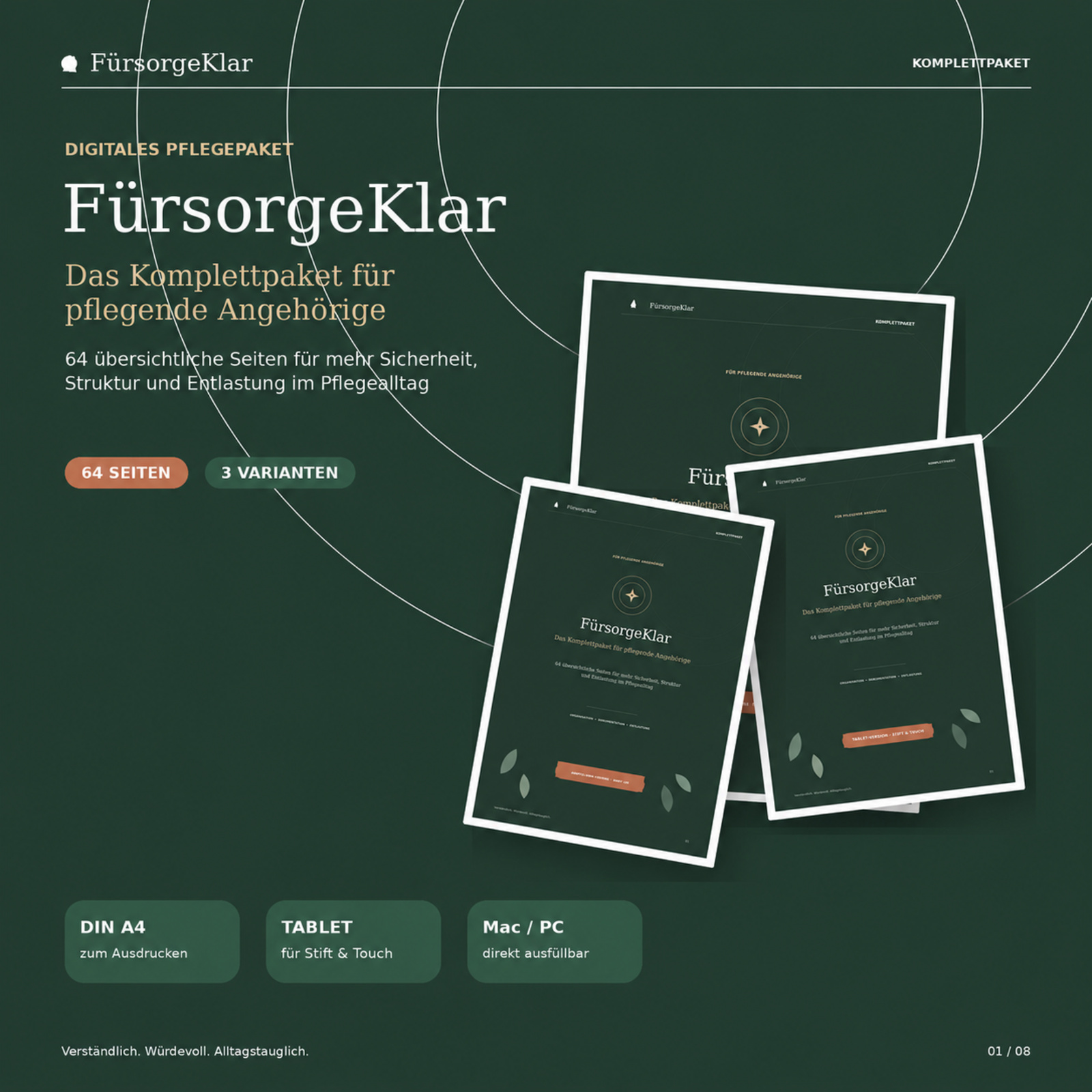 FürsorgeKlar – das 64-seitige Pflegepaket für pflegende Angehörige